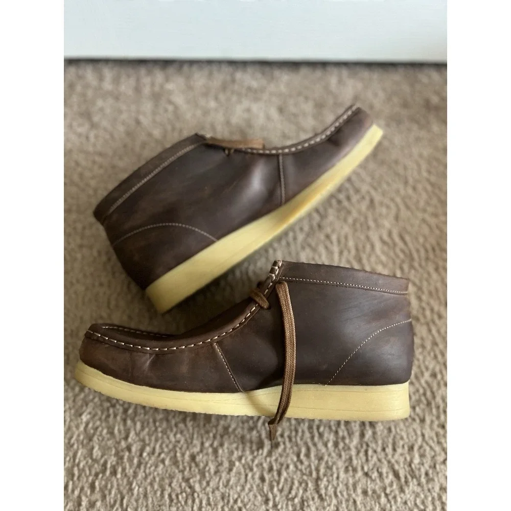 Clarks‎ Stinson Hi Chukka Boots Brown Men's Size 11 Leather Shoes Wallabees